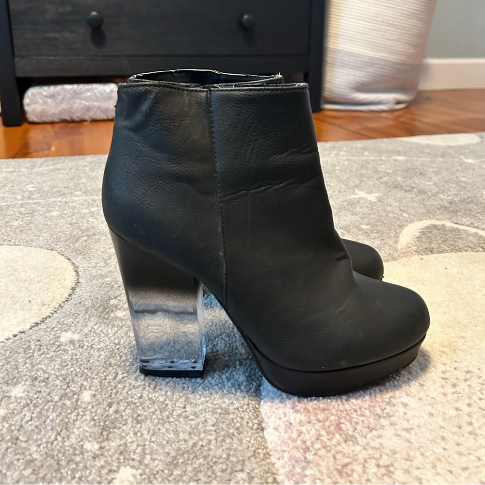 Black Deena & Ozzy booties with clear heels